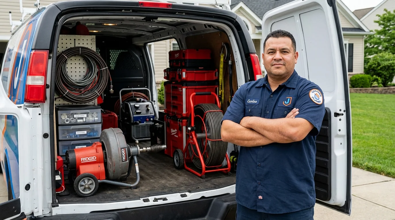 Professional drain cleaning equipment and Johns Plumbing LLC plumber in Ava