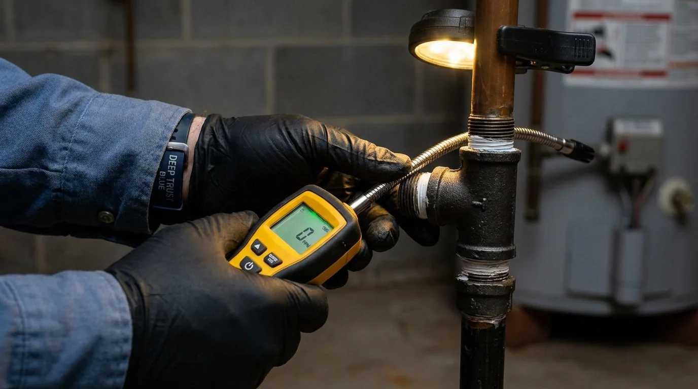 Gas leak detection with electronic sniffer by Johns Plumbing LLC in Ava