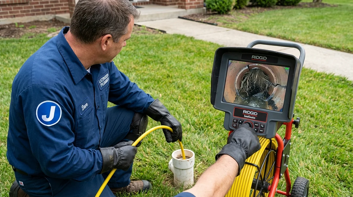 Sewer camera inspection being performed by Johns Plumbing LLC in Ava